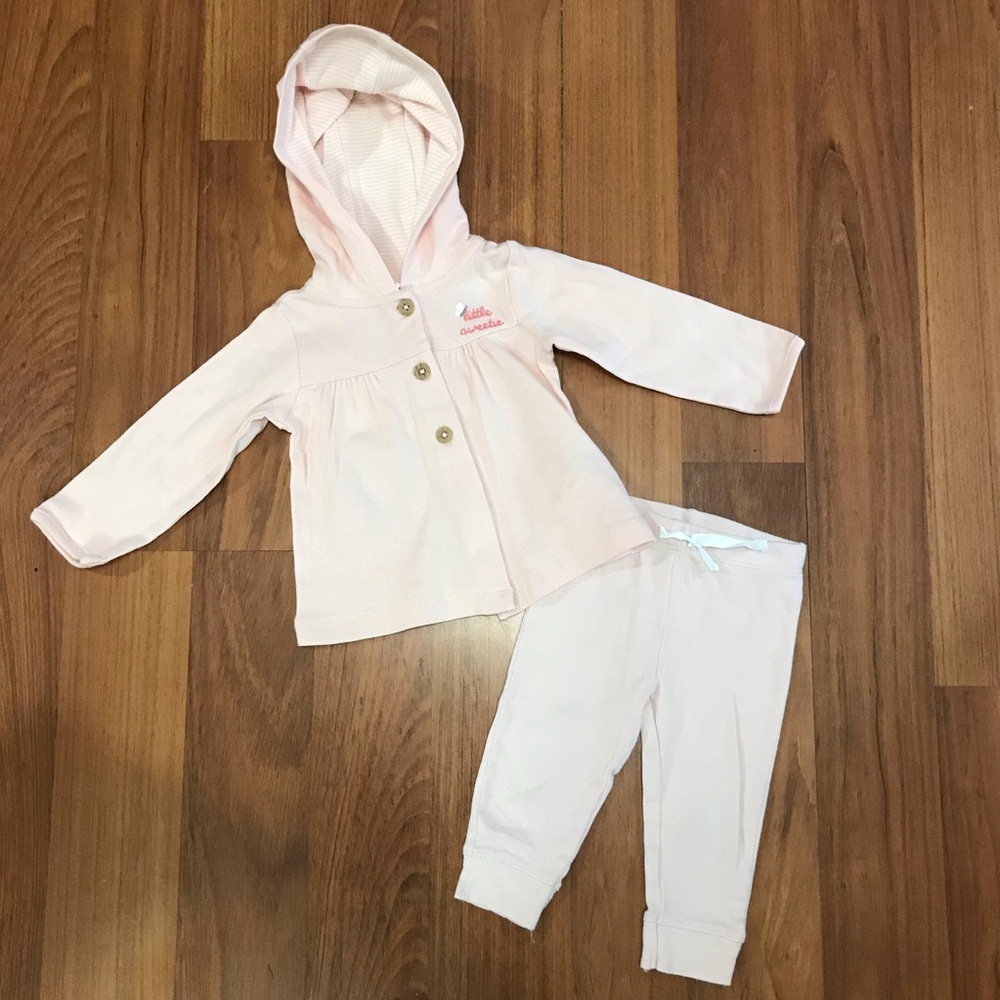 Carter’s Baby Girl’s Pink Hooded Jacket and Pants Set Size 9 Months